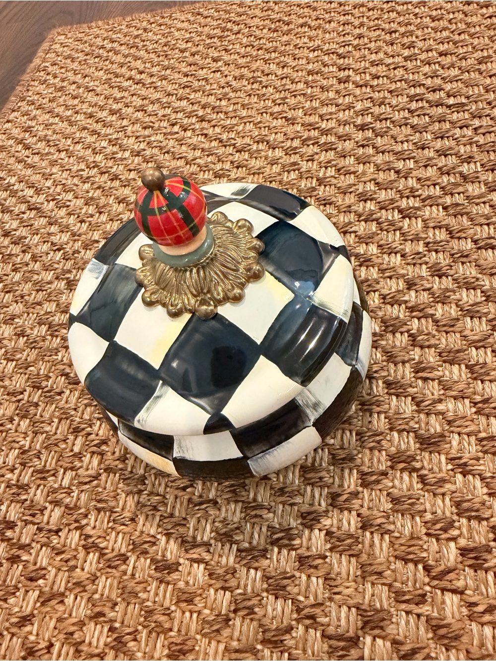 MacKenzie-Childs Courtly Check Enamel Squashed Pot